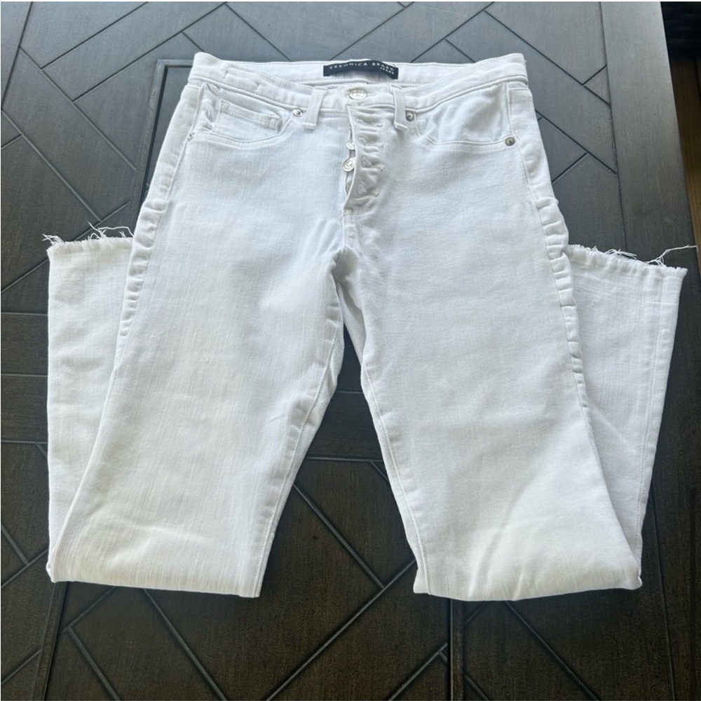 Veronica Beard Carolyn style buttonfly 10" baby boot denim size 26 **flawed - Picture 2 of 12